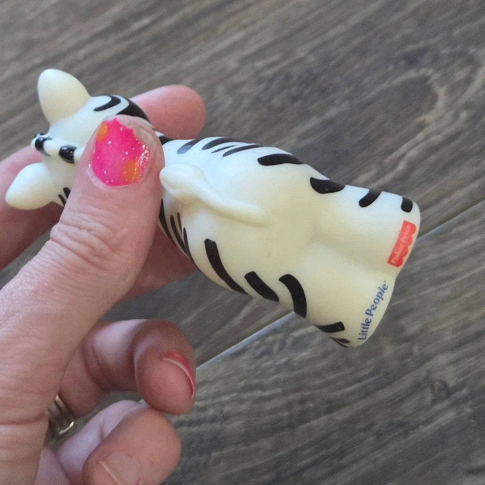 Fisher-Price Little People Zebra Figure White Black Plastic Vintage Collectible